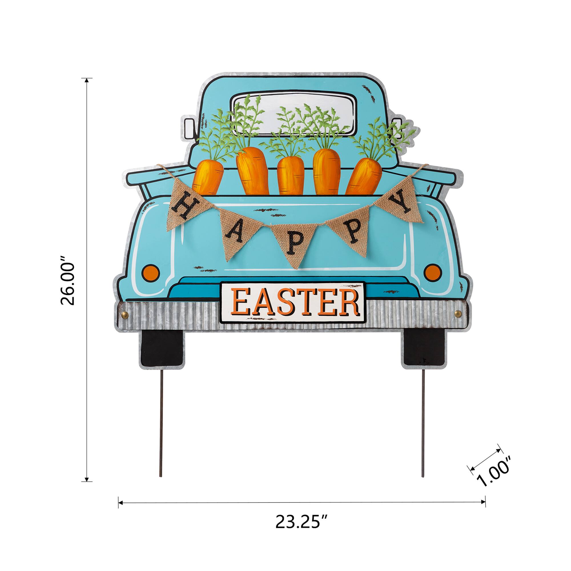 Glitzhome® 26" Easter Metal Truck Yard Stake